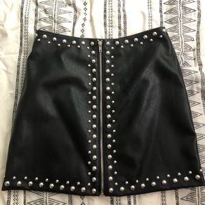 Black studded pleather skirt